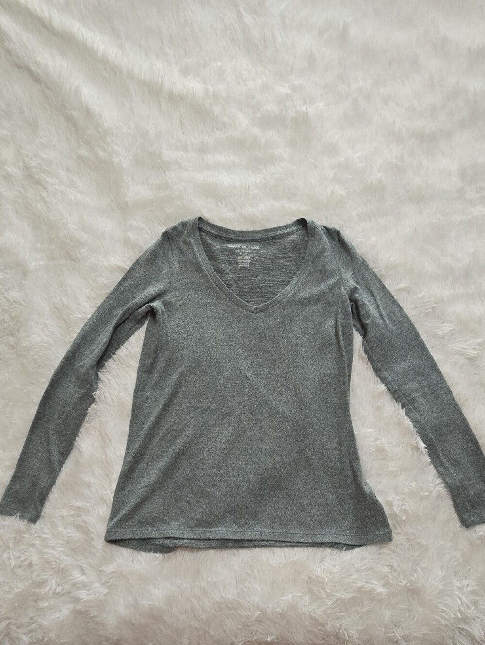 American Eagle Outfitters Heather Green V-Neck Sweater